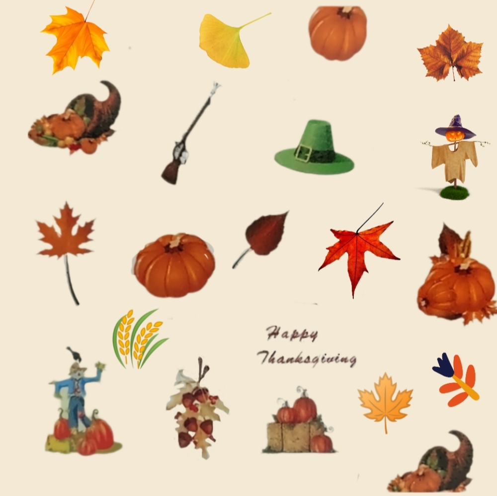Nail Decals Pumpkin Patch Harvest Nail Art Fall Leaves Thanksgiving